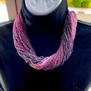 2 tone seed bead necklace and earrings set